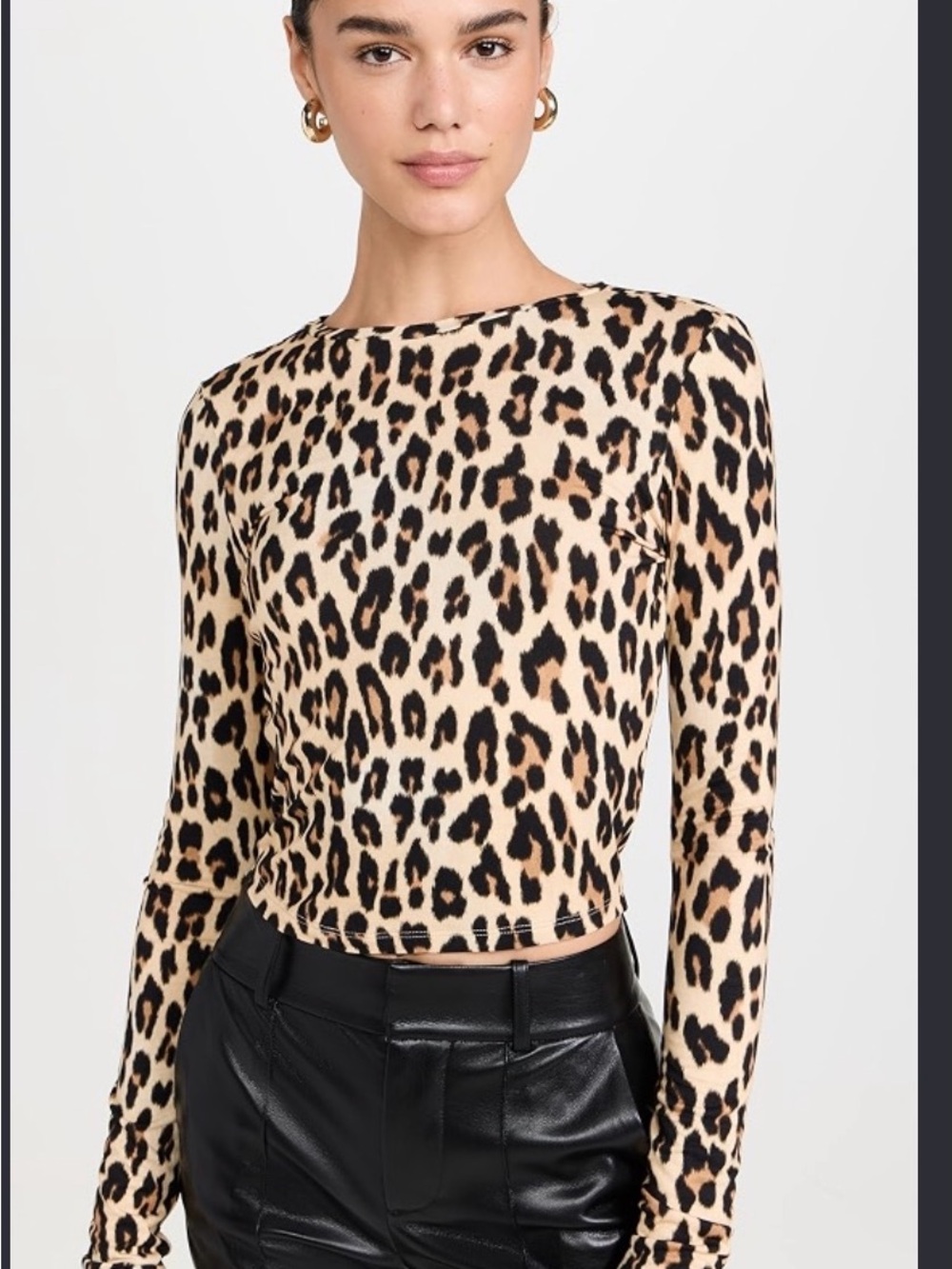 Alice + Olivia Leopard Print Long Sleeve Delaina Top